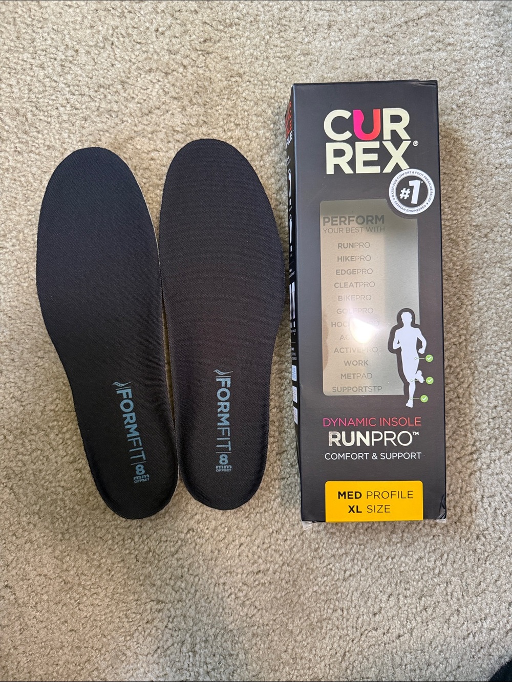 RunPro Dynamic Insole - Black (Men) med profile XL SIZE